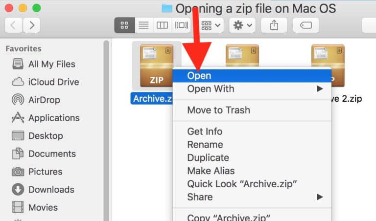 Zip-Open kann nicht erweitert werden